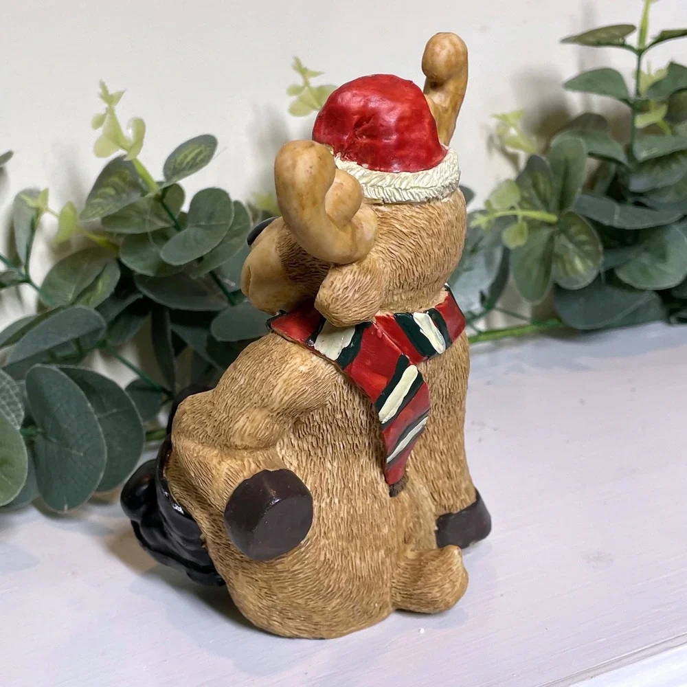 Brinnco Reindeer Figurine Christmas‎ Santa Hat Scarf Boots Holiday Decor